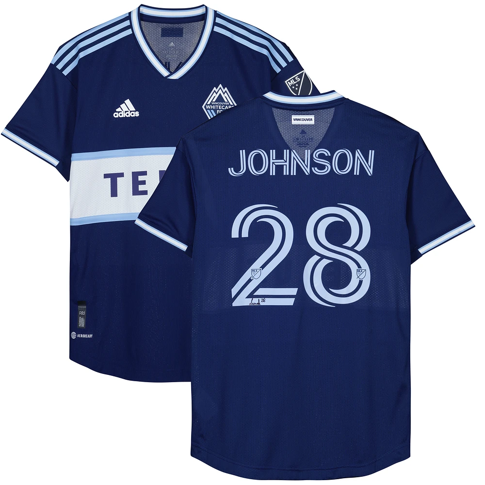 Levonte Johnson Vancouver Whitecaps FC Autographed Match-Used #28 Navy Jersey from the 2023 MLS Season