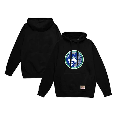 Men's Mitchell & Ness Black Minnesota Timberwolves Hardwood Classics Vintage Logo Pullover Hoodie