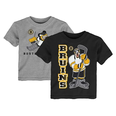 Toddler Black/Heather Gray Boston Bruins Two-Pack Disney Offense Only T-Shirt Set