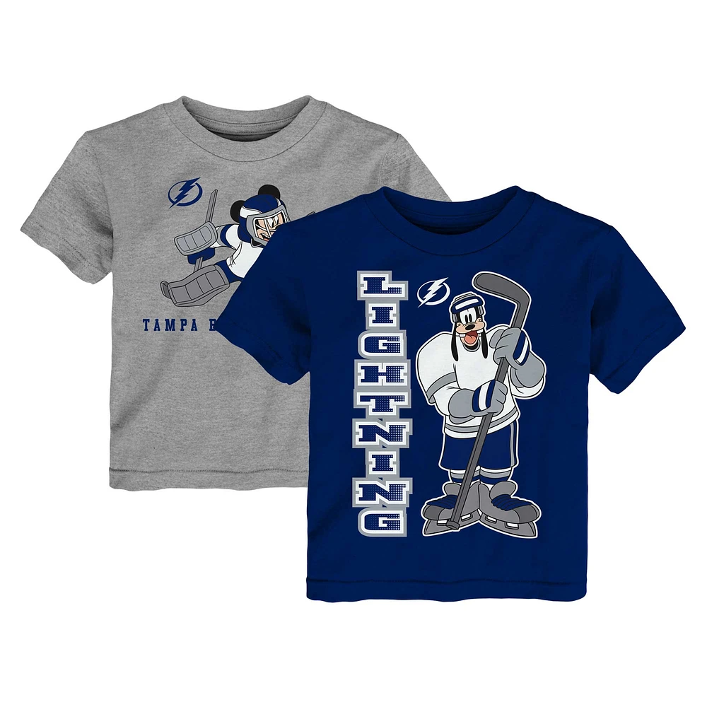 Toddler Blue/Heather Gray Tampa Bay Lightning Two-Pack Disney Offense Only T-Shirt Set