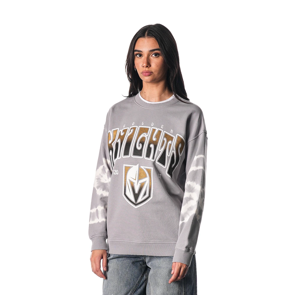 Unisex The Wild Collective  Gray Vegas Golden Knights Tie-Dye Double Collar Pullover Sweatshirt