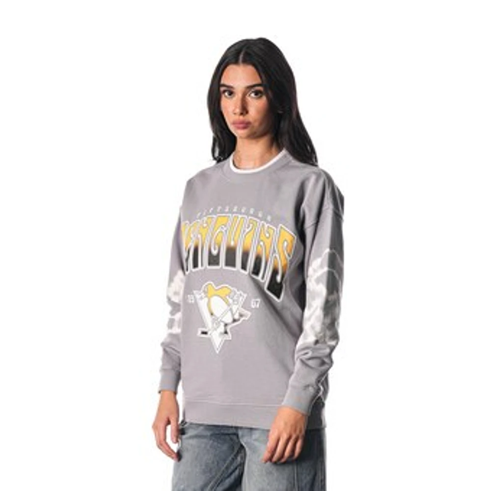 Unisex The Wild Collective  Gray Pittsburgh Penguins Tie-Dye Double Collar Pullover Sweatshirt