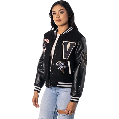 Women's The Wild Collective Black Vegas Golden Knights Full-Snap Varsity  Jacket