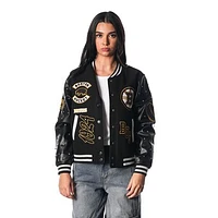 Women's The Wild Collective Black Boston Bruins Full-Snap Varsity  Jacket