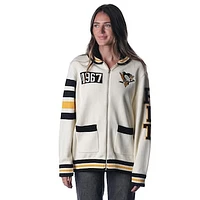 Unisex The Wild Collective  Cream Pittsburgh Penguins Jacquard Full-Zip Sweater