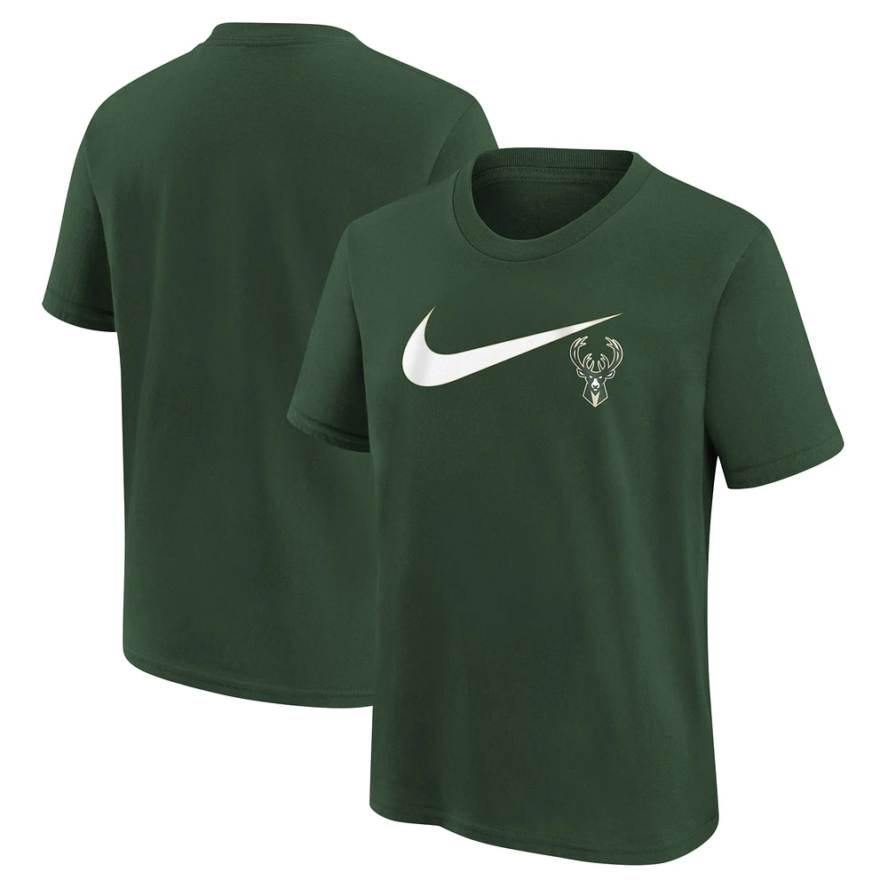 Youth Nike Hunter Green Milwaukee Bucks Essential Swoosh T-Shirt