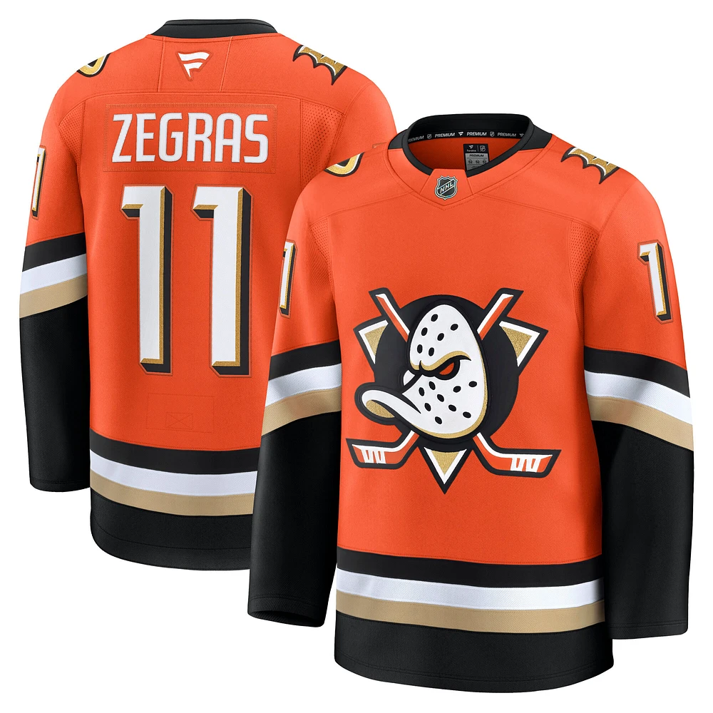 Men's Fanatics Trevor Zegras Orange Anaheim Ducks Home Premium Jersey