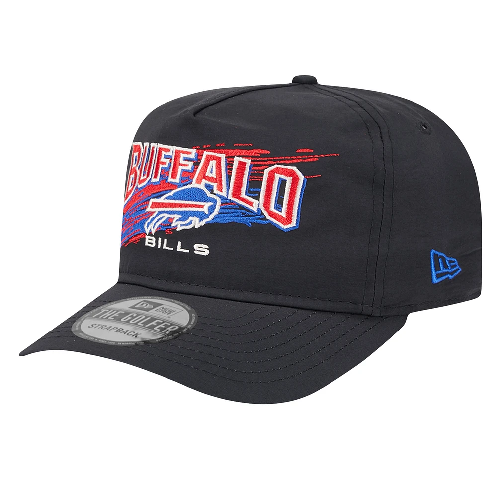 Men's New Era Black Buffalo Bills Throwback Brush Golfer Snapback Hat