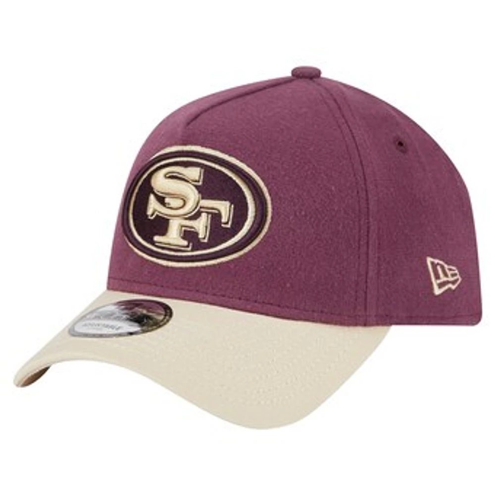 Men's New Era Maroon/Tan San Francisco 49ers Moleskin A-Frame 9FORTY Adjustable Hat