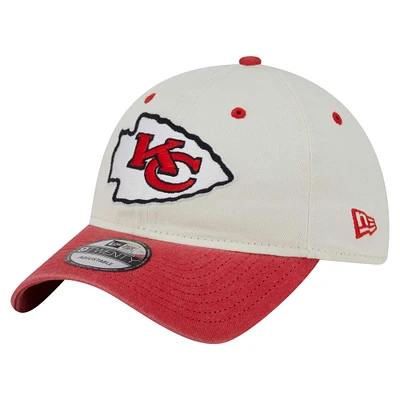 Men's New Era  Cream/Red Kansas City Chiefs Classic Sidescript 9TWENTY Adjustable Hat