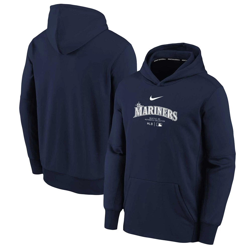 Youth Nike Navy Seattle Mariners Authentic Collection Performance Pullover Hoodie