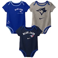 Newborn & Infant Nike Toronto Blue Jays Authentic Collection Three-Pack Bodysuit Set