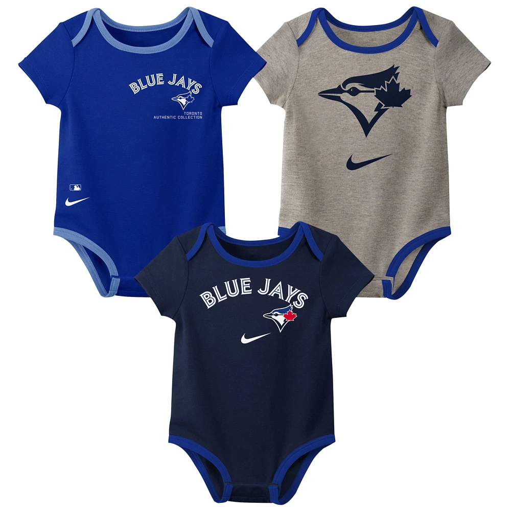 Newborn & Infant Nike Toronto Blue Jays Authentic Collection Three-Pack Bodysuit Set