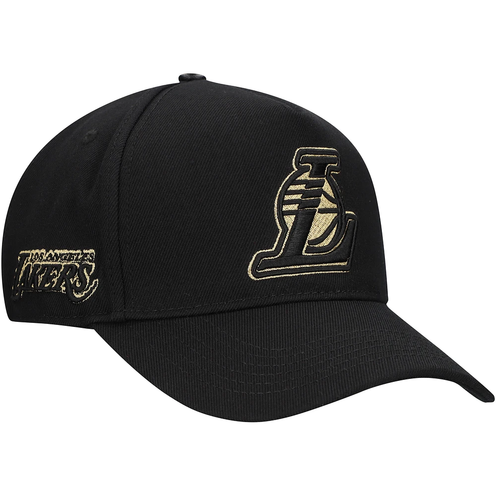 Men's Pro Standard  Black Los Angeles Lakers  Metallic Logo Pinch Front Adjustable Hat