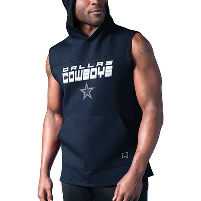 Men's MSX by Michael Strahan Navy Dallas Cowboys Captain Hoodie Tank Top