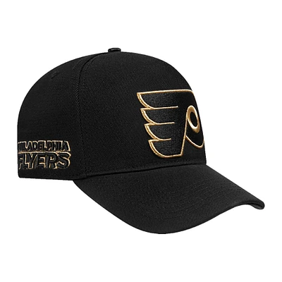 Men's Pro Standard  Black Philadelphia Flyers Metallic Logo Pinch Front Adjustable Hat