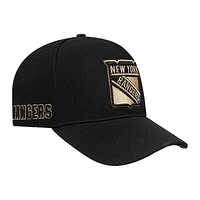 Men's Pro Standard  Black New York Rangers Metallic Logo Pinch Front Adjustable Hat