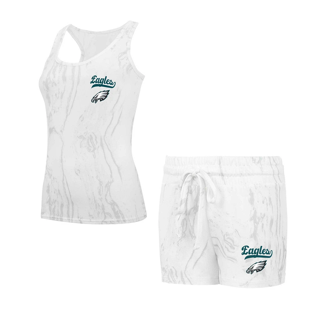 Women's Concepts Sport Philadelphia Eagles Quartz Hacci Knit Tank Top & Shorts Sleep Set