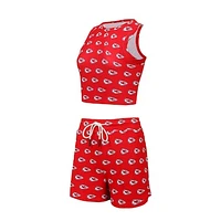 Women's Concepts Sport Kansas City Chiefs Gauge Allover Print Cropped Tank Top & Shorts Sleep Set