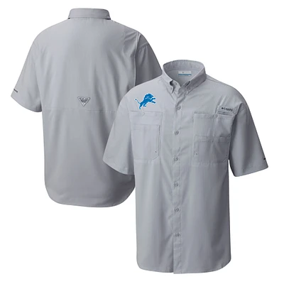 Men's Columbia Gray Detroit Lions Tamiami Omni-Shade Button-Down Shirt