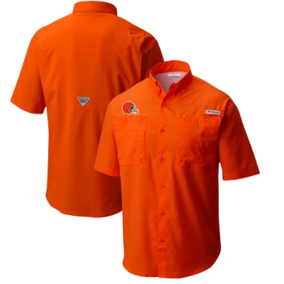 Men's Columbia Orange Cleveland Browns Tamiami Omni-Shade Button-Down Shirt