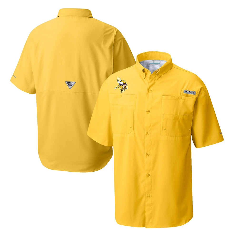 Men's Columbia Gold Minnesota Vikings Tamiami Omni-Shade Button-Down Shirt