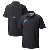 Men's Columbia Detroit Lions Slack Tide Omni-Wick Button-Up Camp Shirt