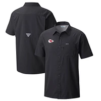 Men's Columbia  Black Kansas City Chiefs Slack Tide Omni-Wick Button-Up Camp Shirt