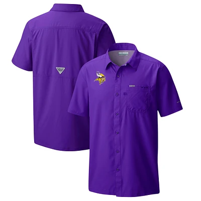 Men's Columbia  Purple Minnesota Vikings Slack Tide Omni-Wick Button-Up Camp Shirt