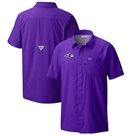 Men's Columbia  Purple Baltimore Ravens Slack Tide Omni-Wick Button-Up Camp Shirt