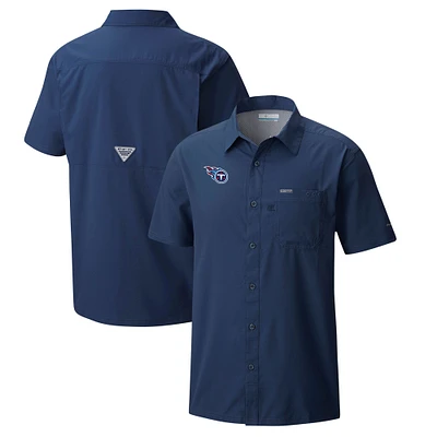 Men's Columbia  Navy Tennessee Titans Slack Tide Omni-Wick Button-Up Camp Shirt
