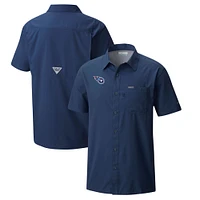 Men's Columbia  Navy Tennessee Titans Slack Tide Omni-Wick Button-Up Camp Shirt