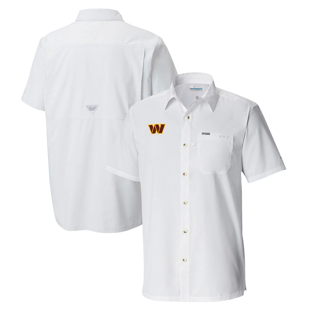 Men's Columbia White Washington Commanders Slack Tide Omni-Wick Button-Up Camp Shirt