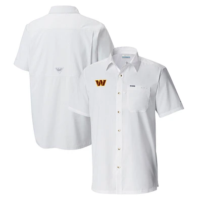 Men's Columbia  White Washington Commanders Slack Tide Omni-Wick Button-Up Camp Shirt