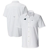 Men's Columbia  White Carolina Panthers Slack Tide Omni-Wick Button-Up Camp Shirt