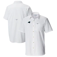 Men's Columbia  White Carolina Panthers Slack Tide Omni-Wick Button-Up Camp Shirt