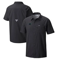 Men's Columbia  Black Carolina Panthers Slack Tide Omni-Wick Button-Up Camp Shirt