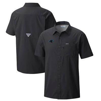 Men's Columbia  Black Carolina Panthers Slack Tide Omni-Wick Button-Up Camp Shirt