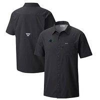 Men's Columbia  Black Carolina Panthers Slack Tide Omni-Wick Button-Up Camp Shirt