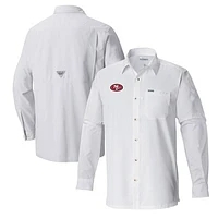 Men's Columbia  White San Francisco 49ers Slack Tide Omni-Wick Long Sleeve Button-Up Shirt