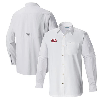 Men's Columbia  White San Francisco 49ers Slack Tide Omni-Wick Long Sleeve Button-Up Shirt