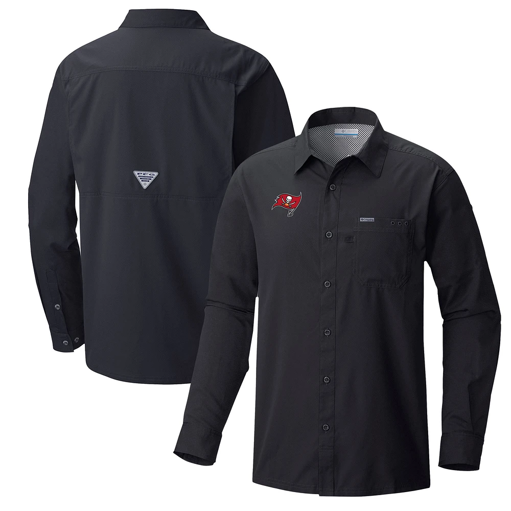 Men's Columbia Black Tampa Bay Buccaneers Slack Tide Omni-Wick Long Sleeve Button-Up Shirt