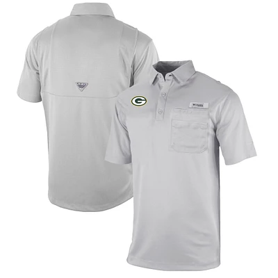Men's Columbia  Gray Green Bay Packers Omni-Wick Flycaster Pocket Polo