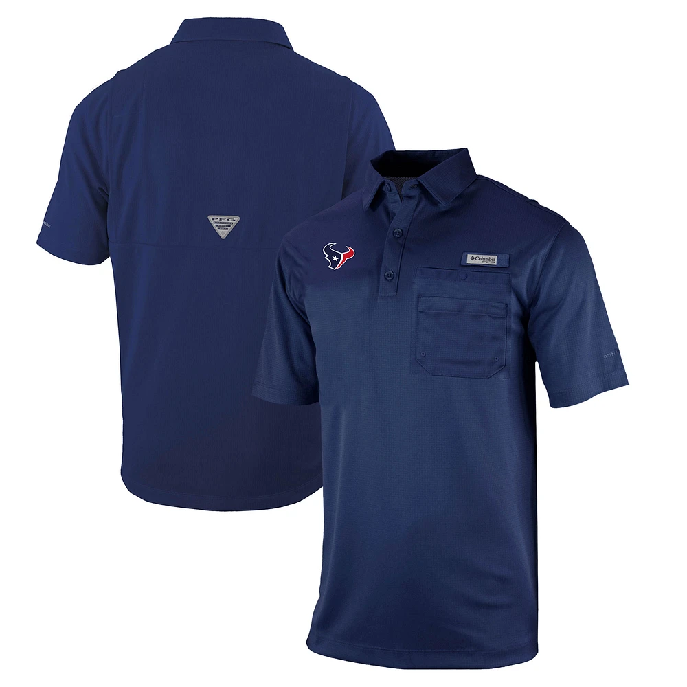 Men's Columbia Navy Houston Texans Omni-Wick Flycaster Pocket Polo