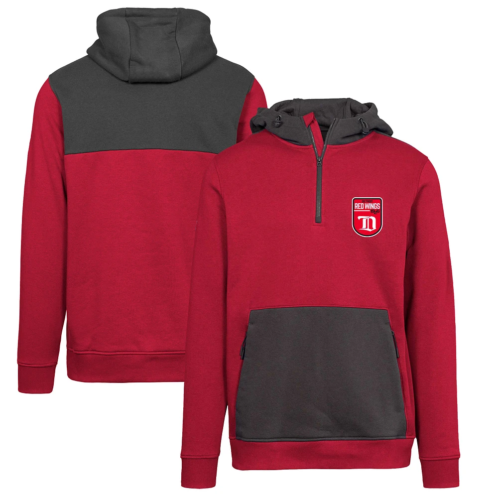 Men's Levelwear Red Detroit Wings Retro Chicane Quarter-Zip Pullover Hoodie
