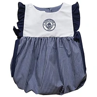 Girl's Infant Vive La Fete Navy Manchester City Gingham Bubble Dress
