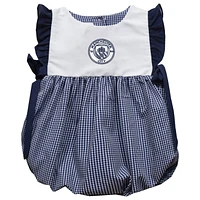 Girl's Infant Vive La Fete Navy Manchester City Gingham Bubble Dress