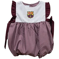 Girls Infant Vive La Fete Maroon Barcelona Gingham Bubble Dress