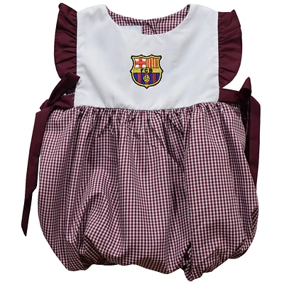 Girls Infant Vive La Fete Maroon Barcelona Gingham Bubble Dress