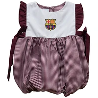 Girls Infant Vive La Fete Maroon Barcelona Gingham Bubble Dress